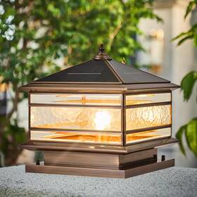 Lz-tztd300 Jhotec All Copper Steel Glass Outdoor Post Lights Waterproof Pillar Light Vintage