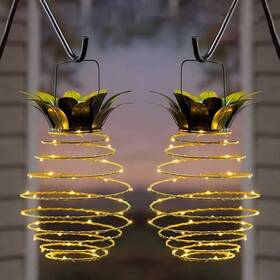 Bld-0002 Jhpgeoe 2 Pack Outdoor Solar Hanging Lantern Lights - 60led Waterproof Pineapple L
