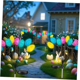 Easter001 Jianhuayanghai 4pack Total 32led Solar Easter Egg Lights - Colorful Garden Sway
