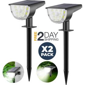 Tbd-09 Jiorrio Juego De 2 Focos Solares Led Para Patios Exteriores Jardin Luz Blanca En Oferta