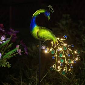 Jjalights 726084248991 Solar Garden Lights Metal Peacock Decor Waterproof Stake Li