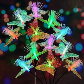 Km6001a-hudie-7cai-2-1a Jjgoo 2 Pack Solar Garden Lights Butterfly Swaying Light For Outside