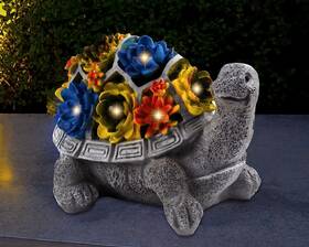 Ftx048 Jlxtreme Solar Garden Outdoor Statues Turtle With Succulent And 7 Led Lights Unique Hous
