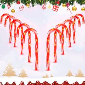 Joascher 782912962941 Christmas Candy Cane Pathway Makers Lights 12 Inch Set Of 5 Canes Ligh