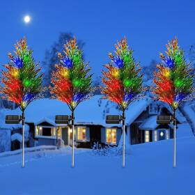 Joezhe 767950249735 4 Pack Christmas Decorations Outside Solar Pathway Lights Pi