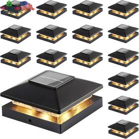 Jofios 313033326314 Solar Post Cap Lights Outdoor 16-pack Black Waterproof Powered Deck Fence
