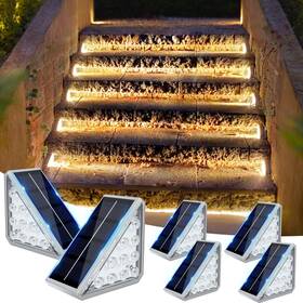 61204 Jofios Solar Stair Lights Outdoor Waterproof Auto On Off 6 Pack Step Li