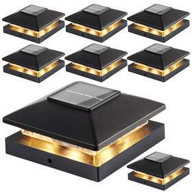 Jofios 727370684752 Solar Post Cap Lights Outdoor 8pack Black Waterproof Powered Deck Fenc