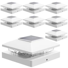 Jofios 727370684769 Solar Post Cap Lights Outdoor 8pack White Waterproof Powered Deck Fenc