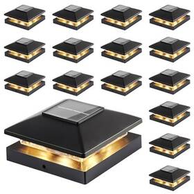 Jofios 727370684776 Solar Post Cap Lights Outdoor 16pack Black Waterproof Powered Deck Fen