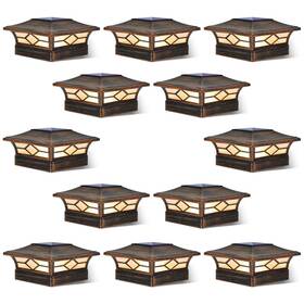 Jofios 727370685315 Solar Post Cap Lights Outdoor 12pack Waterproof Powered Deck Fence Pos