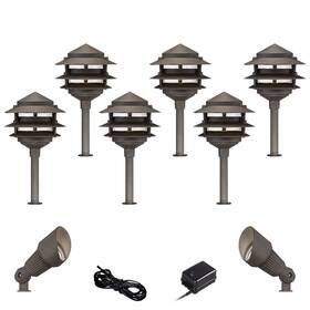 2c488-2c503-2n754-19754 John Timberland Pagoda Bronze 10-piece Outdoor Led Landscape Lighting Set