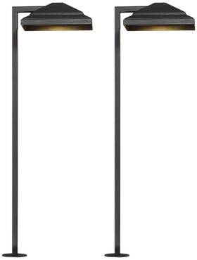 33h95 John Timberland 23 Inch Textured Black Led Landscape Path Lights Set Of 2