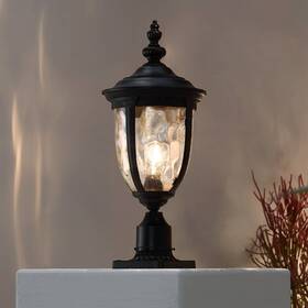 49288-49273 John Timberland Bellagio Vintage Outdoor Post Light With Pier Adapter Textured Black 22 3/4 Inch