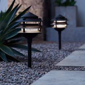 A06264-07 John Timberland Three-tier Pagoda 11 Inch High Black Modern Led Landscape Path Light
