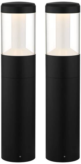 Ks033v4 John Timberland Nicola 20 Inch High Black Led Landscape Bollards Set Of 2