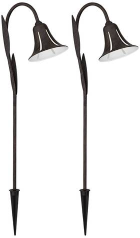 Ks257v4 John Timberland Tulip 27 Inch High Dark Rust Led Landscape Lights Set Of 2