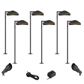 Ks67m34 John Timberland Basset Textured Black 10-piece Led Path And Spot Landscape Light Set
