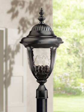 P0301c-7t John Timberland Bellagio Vintage Outdoor Post Light Fixture Textured Black 24 1/2 Inch For Exterior