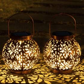 Joiedomi 840165871592 2 Pack Outdoor Solar Hanging Lantern Lights Waterproof Tabletop With