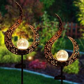 Joyin 744110852493 2 Pack Solar Crackle Glass Globe Stake Lights Powered Garden Decorations