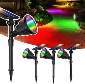 Jsot 445028661698 4 Pack Solar Spot Lights Outdoor- Rgb Outdoor Waterproof Color