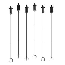 Justincity 445042170152 59 Inch Black Metal Garden Torches With 3-prong Grounded Stake Decorative Outdoor