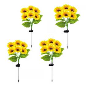 Justincity 744759129475 3.75 Inch Yellow Abs Solar Sunflower Decorative Garden Stake Lights For Outdoor