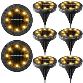 Ip68 Kdorrku 619317420175 Solar Powered 8 Pack Outdoor Led Disk Lights - Waterproof Non-slip Wea