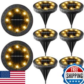 B08thh4fk9 Kdorrku 8-pack Solar Led Disk Lights Outdoor Ip68 Waterproof Non-slip Wear-resistant
