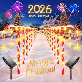 Sz-c002-2 Kelme 24 Pack Solar Candy Cane Pathway Lights Outdoor 10 Modes Usb Waterproof Xmas