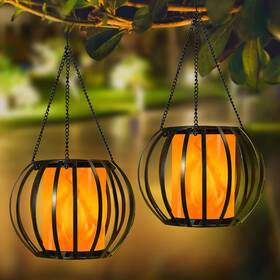 Hia1307.v0 Kelvinlux 2 Pack 15 Inch Solar Lantern Lights Outdoor Auto On/off Metal Fli