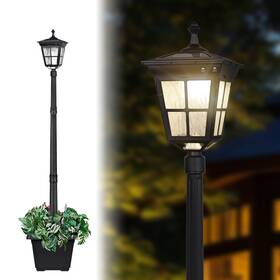 St4311ahp Kemeco 643845693633 Led Cast Aluminum Solar Lamp Post Light Planter Outdoor Landscape Path