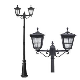 St4311ab1-2 Kemeco Solar Lamp Post Light Outdoor Dusk To Dawn Double Heads 95