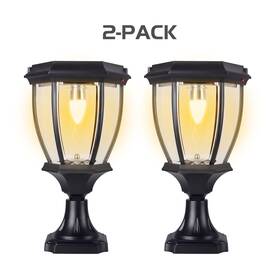 Sl-8409 Kendal 2 Pieces Solar Post Lights Waterproof Pillar Light With Glass Outdoor