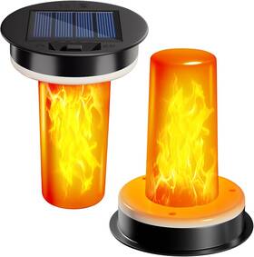 Khaornix 313115433428 2 Pack Solar Light Replacement Top With Flickering Flame Size 3.35 Inch Bot