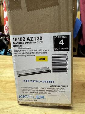 16102azt30 Kichler 12 Inch Led Hardscape 3000k - Textured Architectural Bronze Lighting