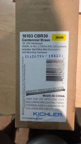 Kichler 16103cbr30 Landscape Led 18 Inch Wide Outdoor Strip Light 3000k New