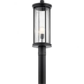 59025bk Kichler Barras 23.25 Inch 1 Light Outdoor Post With Clear Ribbed Glass In B