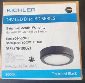 6d24v30bkt Kichler Lighting 6d Series - 4w 3000k Led Disk/puck Light With