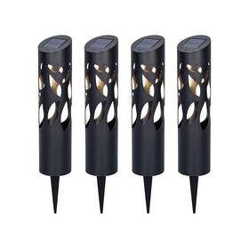 Lm030241-1 Koda Rose Petal 12 Lumens Black Led Round Outdoor Solar Bollard Path Lights