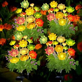 Drdcd-4d Kohlrabi Solar Garden Lights Outdoor Upgraded 4 Pack Succulent