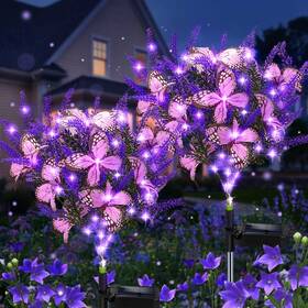 Xyc-hd411 Kohlrabi Solar Garden Lights Outdoor 2 Pack Purple Lavender Butterfly Ga