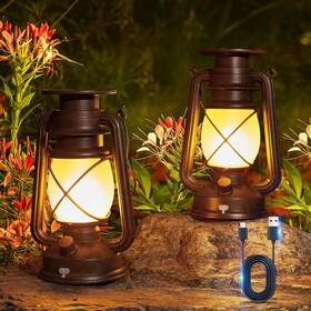 Kooper 445041369328 Solar Lantern Outdoor Lights Vintage Flickering Flame Lanterns Lig
