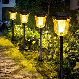 Sl101 Kruta Super Bright Solar Garden Lights For Yard 4 Pack 200 Lumen Outdoor Waterpro