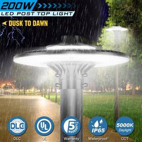 Ng-al-200w-508p-b Kukuppo 200w Led Circular Post Top Light Dusk To Dawn Outdoor Yard Area Lighting 28000lm