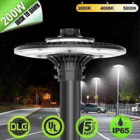 Ng-al-200wc-358p-b Kukuppo Dusk To Dawn 200w Led Circular Area Light 3000k-5000k Post Top Fixture