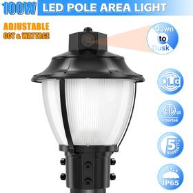 Ng-pal-80wcd-358s-b Kukuppo 100w Led Post Top Light 3/4/5000k Outdoor Yard Pole Area Lighting Photocell Ip65