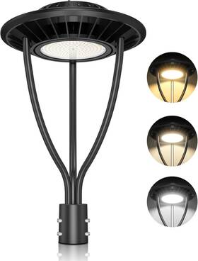 Ng-pta-150wcd-358s-blsy Kukuppo 150w Led Post Top Light With Photocell Adjustable Watts And Cct Circular Pole Lamp