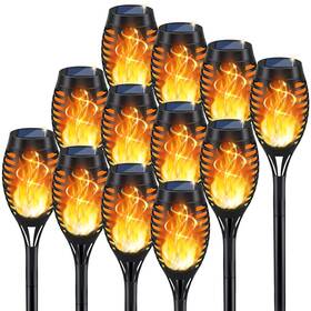 Kyekio 788487481108 Solar Torch Lights Outdoor Flickering Flame 12pack Gar